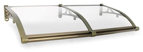 Baldacchino per porta d'ingresso per esterni Protezione UV Tenda da sole Copertura per tetto pioggia con staffa a parete Alluminio Policarbonato trasparente Autopulente Finestra fissa Baldacch