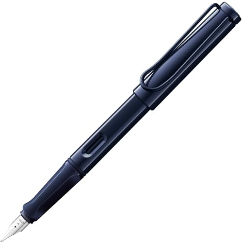 Lamy safari dark dusk Füller mit polierter Stahlfeder in Strichbreite M | Lamy Füller mit ergonomischem Griff - robuster ASA-Kunststoff - inkl. Tintenpatrone LAMY T 10 blau - Rechtshänder