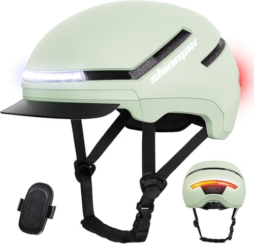 Shinmax Fahrradhelm Damen Herren mit Licht & Blinker, NTA Zertifiziert | bis 45 km/h, Fahrrad Helm Erwachsene mit USB Aufladbarem Rücklicht, Visier, Radhelm Unisex für E-Bike, S-Pedelec, Scooter