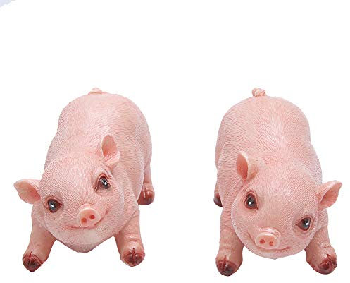 Segrehy Harz Schwein hohe Simulation Süßes Ferkel Figur Gartenverzierung für Landschaft Hof Rasenation 2pcs Set 12x6,5 cm