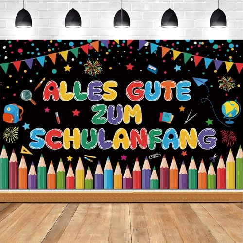 Einschulung Deko Girlande Banner – Alles Gute Zum Schulanfang Banner 185×110cm – Schulanfang Dekoration für Schuleinführung, Klassenzimmer, Party, Photo Booth für Einschulung Dekoration