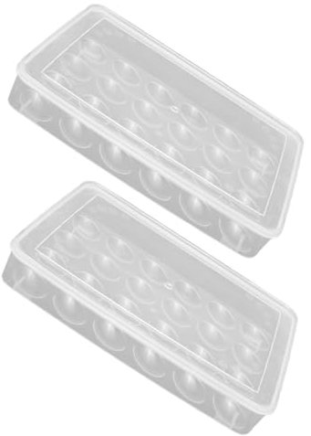 2Piezas Bandejas de Huevo de Refrigerador con Rejillas para Almacenamiento de Huevos Organizador Transparente y Práctico para Frigorífico