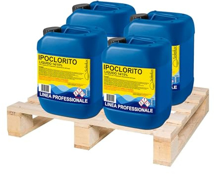 SOLEILUX 4 X 25kg Ipoclorito Di Sodio 14/15% Cloro Liquido Professionale Per Piscine - Consegnati Su Pedana
