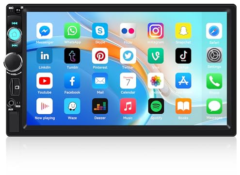 SIXTOP Double Din Car Stereo, 7 Touchscreen Car Radio 2 Din MP5 Multimedia Player with Mirror Link, Bluetooth, FM Radio, USB, AUX, EQ, SWC, TF-Port, Head Unit