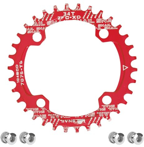velxnigt Plateau de vélo en Alliage d'aluminium 104 BCD 32T, 34T, 36T, 38T, Dents positives et négatives, Plateau de pédalier, avec 4 boulons de Fixation pour vélos de Route, VTT et BMX