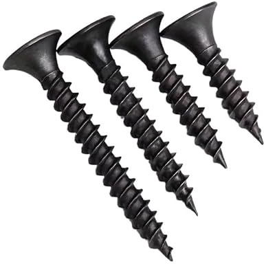 50pcs Black High Strength M3.5 Thick Dry Wall Nails Countersunk Gypsum Board Steel Woodworking Self-Tapping Screws(25mm)