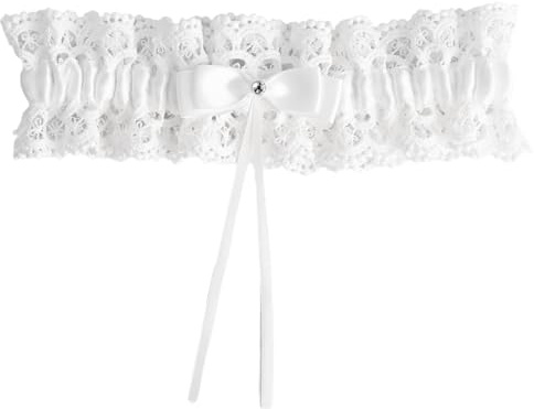 NICECRAFT White Garters for Brides Wedding Dresses Bridal Accessories with Bow Ribbon Elastic Lace Leg Party for Women Girls