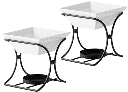 MAGICLULU Lot de 2 pots à fondue au fromage et au beurre en céramique avec bougie chauffe-plat pour faire fondre le chocolat, le fromage, le chocolat et le beurre