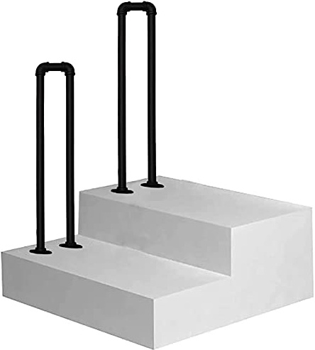 Barandilla de escalera para exteriores, diseño de hierro forjado, perfecta para escalones de hormigón y madera, barrera de seguridad duradera para terrazas y patios, elegante solución de mejora del