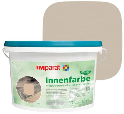 IMparat Innenfarbe KF konservierungsmittelfrei beige 10 l | ideal für Allergiker | matte Trend Wandfarbe | hohe Deckkraft | waschbeständige Raumfarbe | perfekte Renovierfarbe | Profi-Qualität