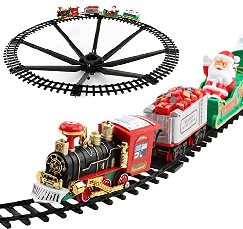 Aoaoy - Juego de tren de Navidad con luz y sonido, juego de tren eléctrico para alrededor del árbol de Navidad para niños, regalo de cumpleaños, Navidad, funciona con pilas