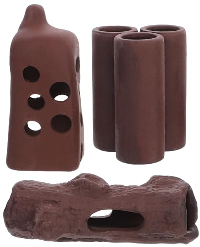 STOBAZA Aquarium Deko 3er Set, Garnelen Versteck Keramik Höhle, Betta Fisch Versteck Für Kleine Aquarien, Zucht, Rückzugsort, Aquascaping Zubehör und Dekoration