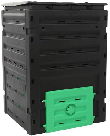 Pattumiera per compostaggio da esterno, 450 l, compostiera ecologica per rifiuti di erba e detriti, perfetta per uso domestico, 71,2 x 71 x 103 cm, efficiente convertitore di rifiuti