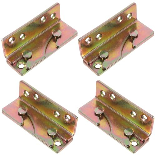 TOYANDONA 4 Pares Soportes para Rieles de Cama de Aleación de Zinc Bisagras Engrosadas para Marco de Madera Herrajes Resistentes para Cabeceras y Pieceras Montaje Silencioso y Fácil para