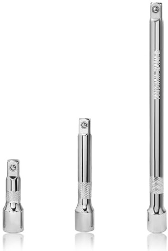 CLKE 3pcs 1/2 Inch Drive Extension Bar, Wobble Socket Extension Bar Set 3, 5, and 10 Inch Long, Chrome Vanadium Steel, for Extra Reach in Automotive & Maintenance Work