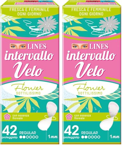 Lines Intervallo Velo Flower, Confezione da 84 Proteggislip