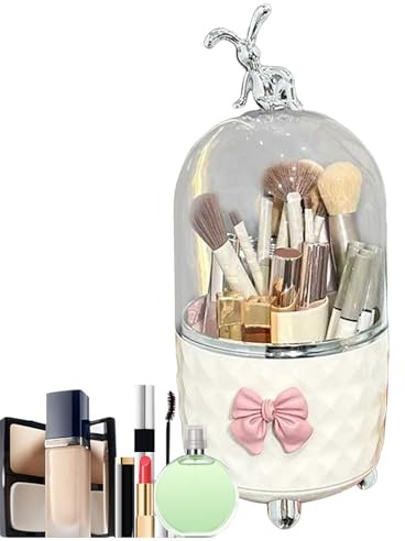 Portapennelli da trucco con coperchio, organizer per pennelli da trucco trasparente rotante a 360 gradi, custodia antipolvere, espositore cosmetico multi-fessura, torre di rangemen