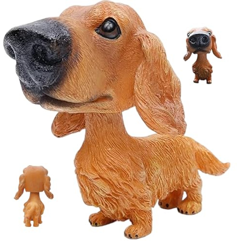 Takingup Bobble Head for Cars Cute Nodding Resin Dog Figurines Adorable Dachshund Present for Kid Adults, 5in, Dog Figurines
