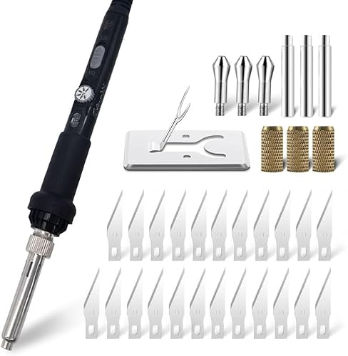 Afantti 31 Pieces Electric Hot Knife Plastic Foam Cutter Tool | Temperature Adjustable | for Hot Cutting Foam Plastic Fabric Rope