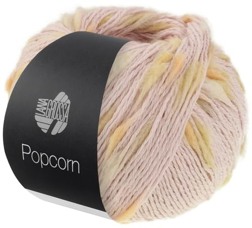 LANA GROSSA Popcorn | Effektnetzgarn gefüllt mit bunten, flauschigen Farbspots | Handstrickgarn aus 100% Baumwolle | 50g Wolle, Stricken & Häkeln | 125m Garn FB 4