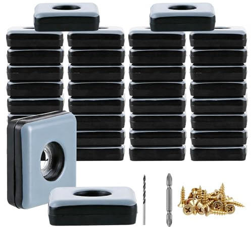 Ghligna 72 Stück Möbelgleiter Teflon, 25mm Stuhlgleiter zum Schrauben, Square Teflongleiter zum Schrauben, Bodenschoner für Stühle, Möbel Gleiter, Stuhlstopper, Möbelgleiter für Teppichboden