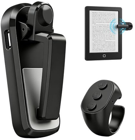 HUAJUN Remote Control Page Turner Ring for Kindle,Kindle Clicker Page Turner,Wireless Finger Ring Remote Control,for Book Reading,Photo and Video Taking,Support iOS, Android and Tablets with Charger