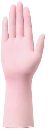 QIANCHAOJI Guanti Domestici Guanti in Nitrile Rosa da 30 Pezzi, Impermeabili Senza Polvere da 12 Pollici for Cucina, Pulizia, Cottura e lavastoviglie(30PCS-Pink-M)
