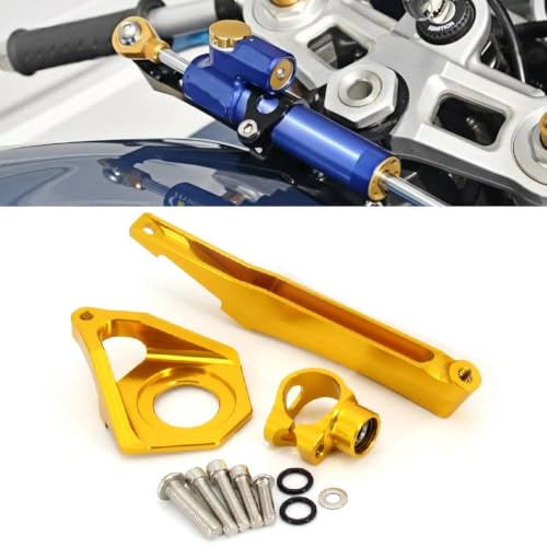Kompatibel med YZFR6 2003-2005 styrdämpare stabilisatorfäste (guld) | Ny motorcykel styrdämparfäste stabilisator linjär montering stödsats