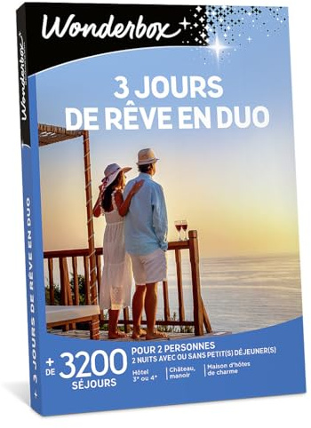 Wonderbox - 3 Jours De Rêve en Duo - Coffret Cadeau - Idée Cadeau Séjours