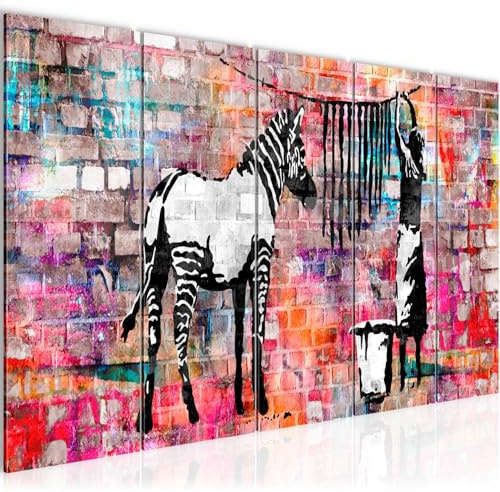 Runa Art Bild Banksy Washing Zebra Wandbilder auf Vlies Leinwand 5 Teilig Wanddekoration Loft Wohnzimmer 012956c