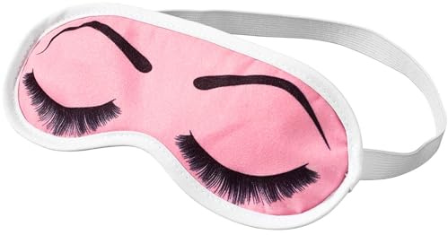 JGA Accessoires Schlafmaske Frauen – Lustige Augenmaske für Junggesellinnenabschied, Mädelsabend oder Brautparty | Team Braut Deko & Geschenkidee | Rosé mit Wimpern-Print
