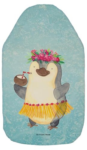 Mr. & Mrs. Panda Wärmflasche Pinguin Kokosnuss - Geschenk, Urlaub, Aloha, Körnerkissen, Wärmflasche mit Bezug, Wärmflaschenbezug, Hawaii, Kleine
