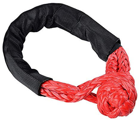 QUATILY Soft-Schäkel, die federleichte, Starke Karabiner-Schlinge, mit Gurtschlauchprotektor für Winden und Außenaktivität (Rot,14mm×60cm)