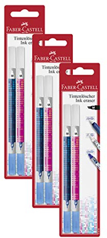 Faber-Castell 185539 - Tintenlöscher, Korrekturspitze M, 2 Stück (Sortiert/Metallic Motiv, 3 Packungen/Stärke M)