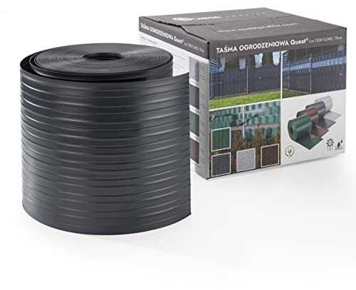 Quest Bandes Brise-Vue en PVC Rigide pour clôture Double Fil – Protection Vent et vis-à-vis – Bandes prédécoupées 2,525 m x 19 cm, 900 g/m2 (5 Bandes x 2,525 m, Anthracite)