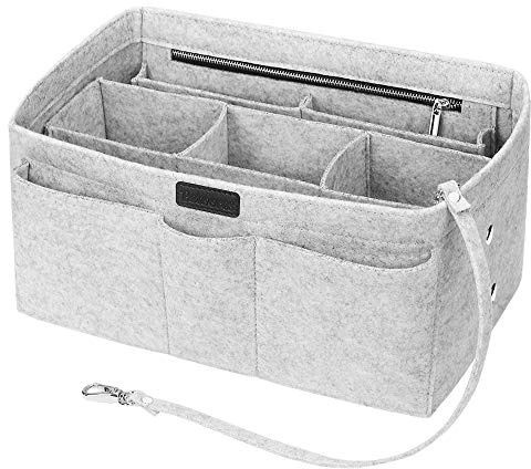 Betoores Taschenorganizer für Frauen Handtasche, Filz Taschen Organisator Multifunktional Kosmetikorganizer, Windeltasche Organizer - L | 10 Fächer Filz Organizer Handtaschen Passform LV Speedy 35 & Neverfull MM, abnehmbares Mittelfach, Kosmetik & Reiseorganizer