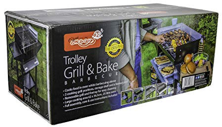Holland Plastics Original Brand Bar-Be-Quick – Barbecue à roulettes et à pâtisserie – Complet avec compartiment pour four – Cuit les aliments au four pendant le barbecue en haut