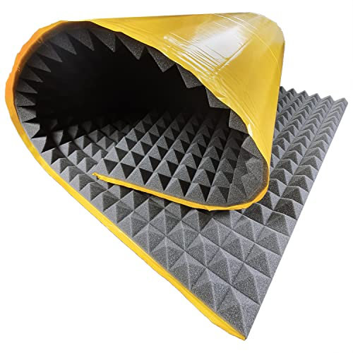 Akustikschaumstoff Selbstklebend Pyramiden Matte 100x200 x 4 cm von GMP Tech beauty of sound - Dämmung Schaumstoff zum gaming zimmer - Schallschutz wand im musikstudio - Acoustic foam - Echo absorber