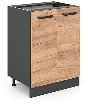 Vicco Mueble bajo de Cocina R-Line, Roble Dorado/Antracita, 60 cm sin encimera