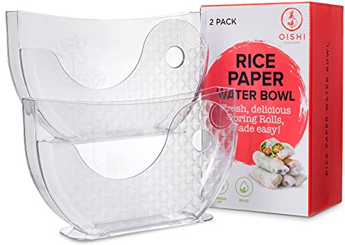 Reispapier-Wasserschüssel – Frühlingsrollen-Wasserschale, Reispapierhalter für Reispapierverpackungen für Frühlingsrollen, Sommerrollen, Frühlingsrollenmacher, Banh Trang Halter (2 Stück) – Reispapier
