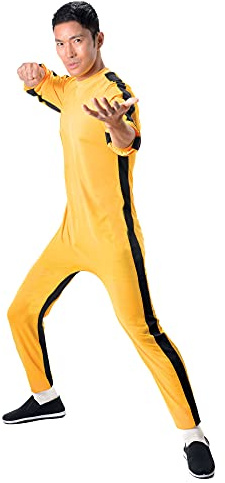 UNDERWRAPS BRUCE LEE Officially Licensed Yellow Kung Fu Jumpsuit Costume - Bruce Lee Official Costume, Mens Halloween Costume, Includes Jumpsuit - Yellow, Fits Size L/XL
