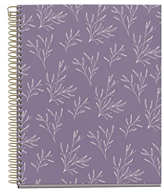Miquelrius MR46595 Notizbuch, A5, recycelt, kariert, 5 mm, 120 Blatt, 4 farbige Streifen, Spiralbindung, Kollektion Garden Memories, lila Blumen
