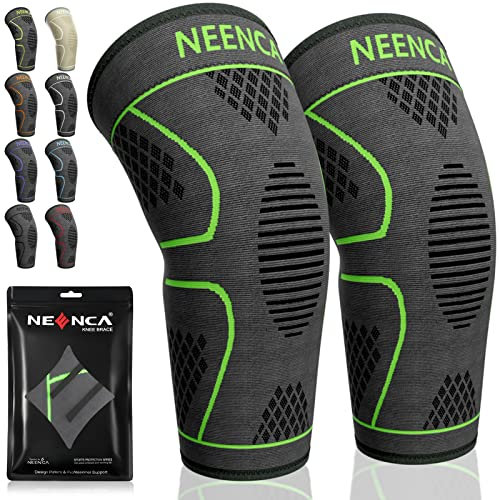 NEENCA 2 Pack Kniestütze, Komprimierte Kniebandage für Männer Frauen, Knieschützer für Laufen,Arthritis,ACL,Gelenkschmerzlinderung, Meniskusriss, Erholung von Knieschmerz, Sport – Paar Verpackung