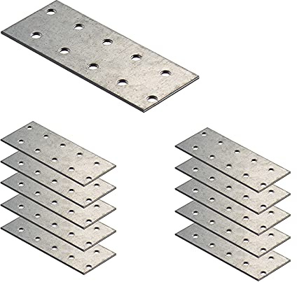 VHG Lochplatte (100 x 40 x 2)- Galvanisch Verzinkt Holzverbinder, Verstärkt Schwerlast Außenbereich Lochplatte, Flachverbinder Verbindungsplatte Verbinder, Lochblech Flacheisen, 10 Stück