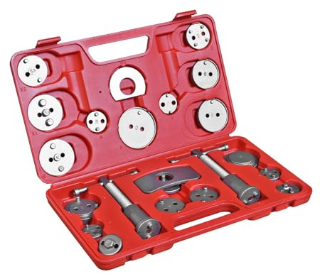Big RED Torin 22 PCS Brake Caliper Press Tool Kit, Disc Brake Piston Caliper Compressor Tool Set for Brake Pad Replacement Reset, Red, ATRHS-E3318BR