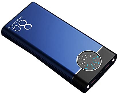 80000mAh Batterie Externe Charge Rapide Banque D'énergie 2 USB Affichage Numérique Haute Capacité Batterie Portable Lampe de Poche pour Smart Phones Tablettes,Blue,166 * 81 * 23mm