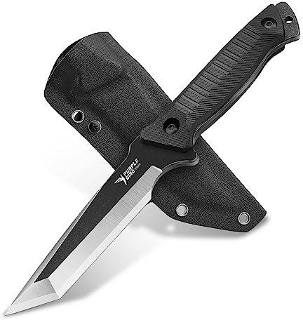 PURPLEBIRD Jagdmesser Feststehende Klinge Survival Tanto Messer G10 Griff Bushcraft Messer Outdoor mit Kydex Scheide für Camping, Wandern, Angeln