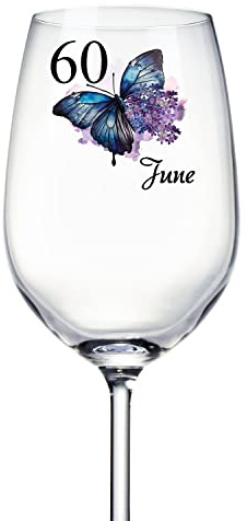 Personalised 60th Birthday Butterfly Wine Glass Gift For Her