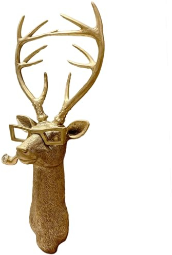 GUASDIE Tierköpfe, Wanddekoration, Kunsthirschkopfhalterung, Tierskulpturen, Wanddekoration, Kunstharz, Tierkopf, Wandbehang, Dekoration für Wohnzimmer, Schlafzimmer, Küche, Geschenk, Hirsch