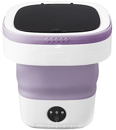 Mini tragbare Waschmaschine, Faltbare kleine Waschmaschine und Trockner Combo, 7.5L Eimer Waschmaschine mit Drain Korb für Unterwäsche, Socken, Baby-Kleidung, Wäsche, Wohnung (Lila)